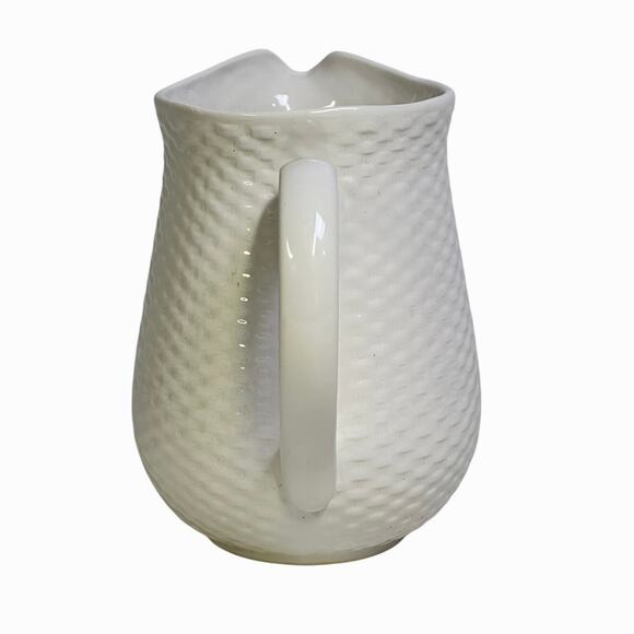 Basket Wreath by Tabletops Unlimited White Embossed Large 72 oz Pitcher - Picture 2 of 7